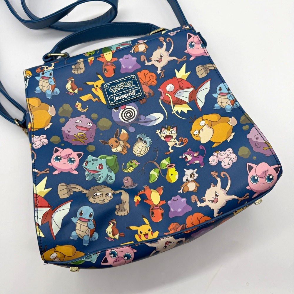 Loungefly Pokémon Blue Multicharacter Shoulder Bag Crossbody Adjustable Strap